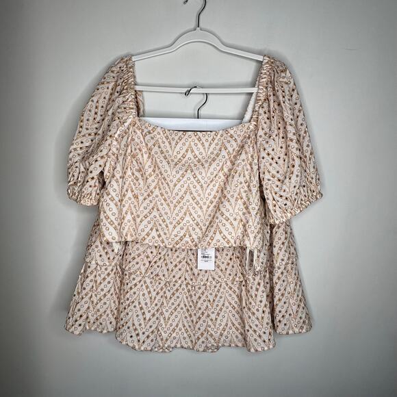 Lilly Pulitzer Yara Golden Eyelet Matching Skirt Set Size XL/16 - Picture 3 of 11